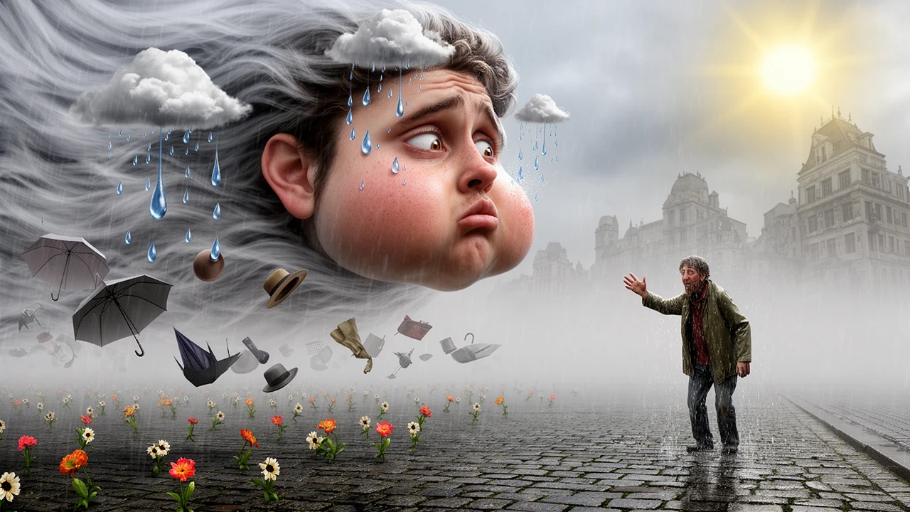 Cover art: Plačící nebe nad mokrou jarní dlažbou
