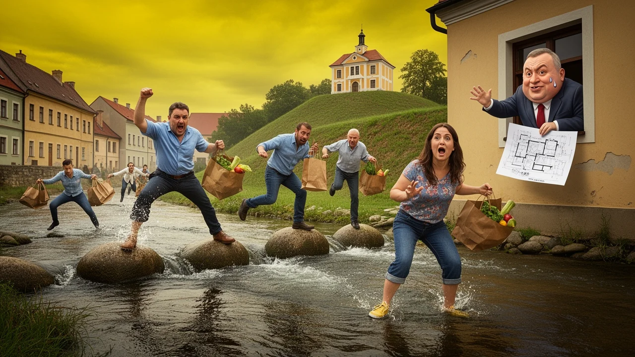 Cover art: Místo lávky skáčeme s nákupem po kamenech