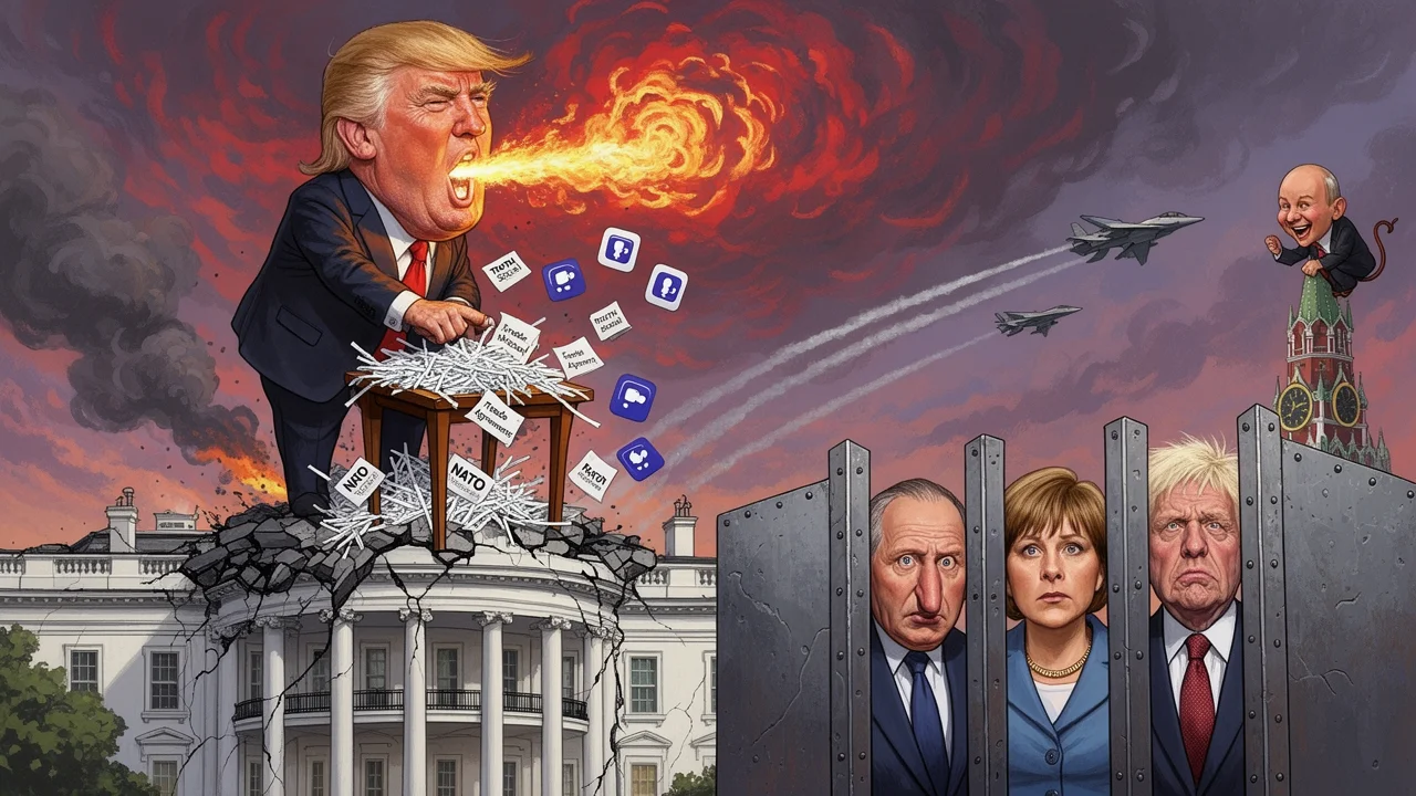 Cover art: Papírový tygr štěká na obrněný evropský les