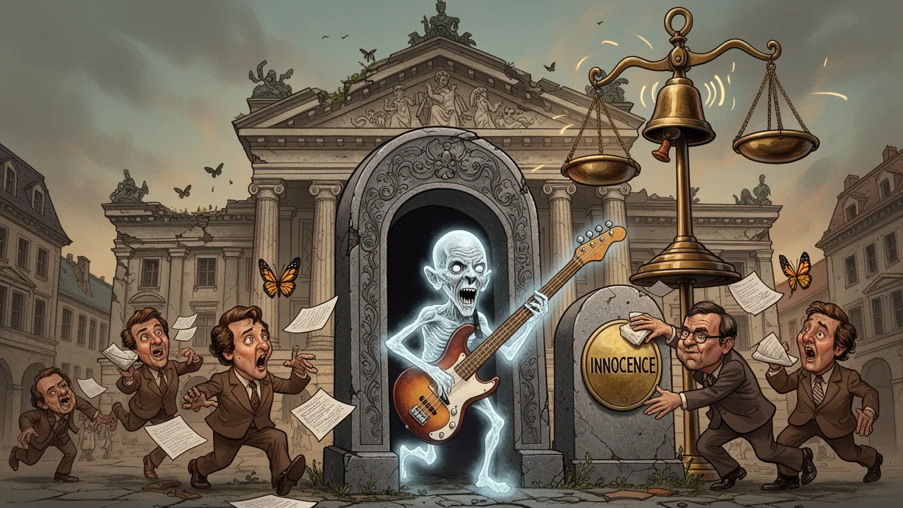 Cover art: Spravedlnost s křížkem po funuse aneb basista bez viny