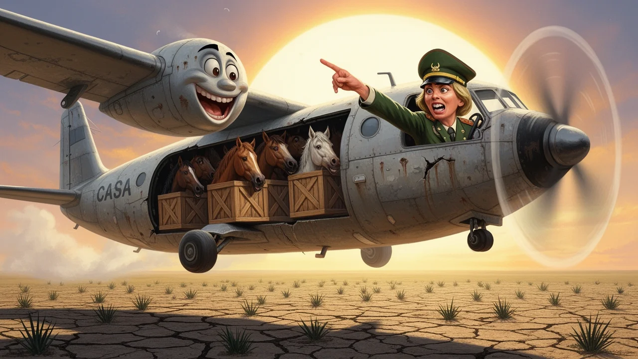 Cover art: Vojenský speciál plný hřebců letí do asijské stepi
