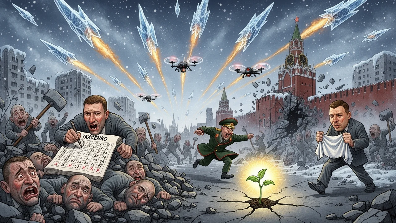Cover art: Noční nebe nad Kyjevem plné ruských dronů