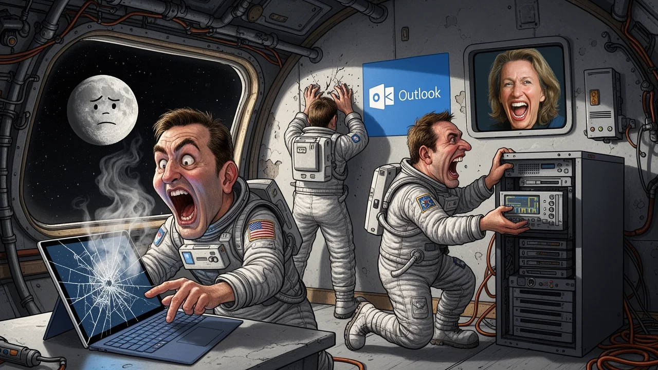 Cover art: Jako let na Měsíc, který zastavil zaseklý Outlook