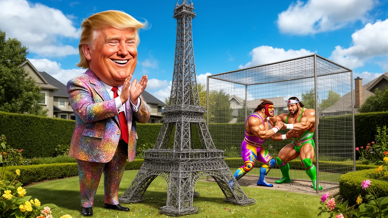 Cover art: Donald Trump staví ocelovou klec na prezidentově trávníku