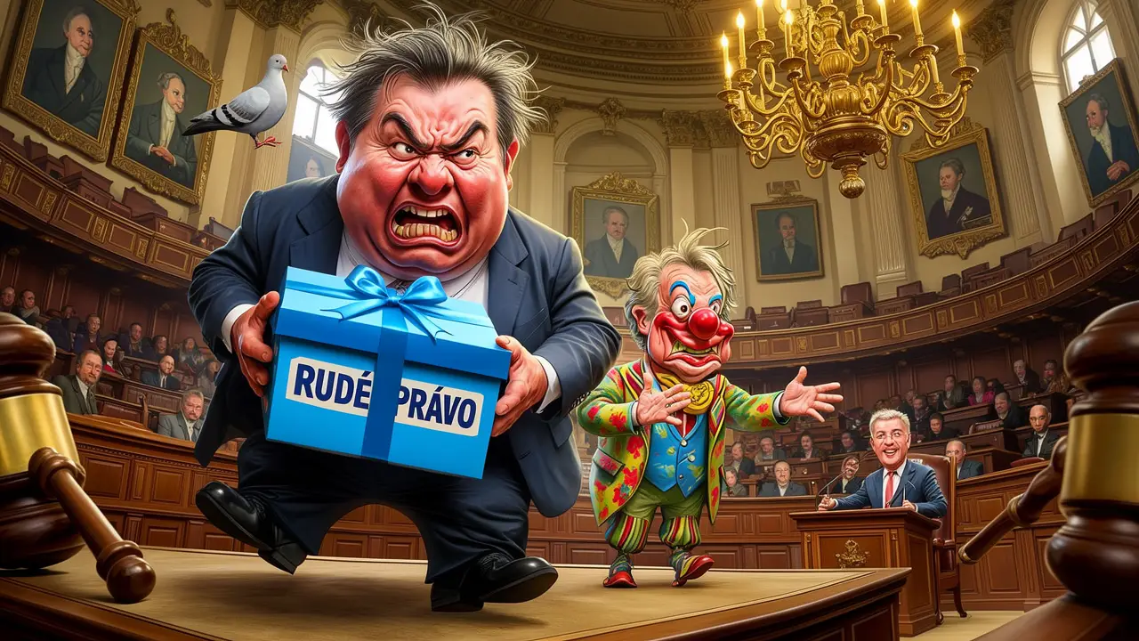 Cover art: Rudé právo v modré kazetě a uražený pan ministr