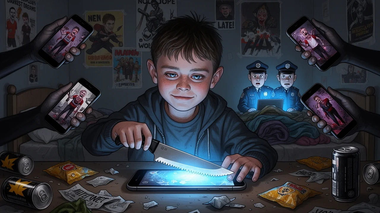 Cover art: Chlapec brousil nůž na lidi místo hraní her