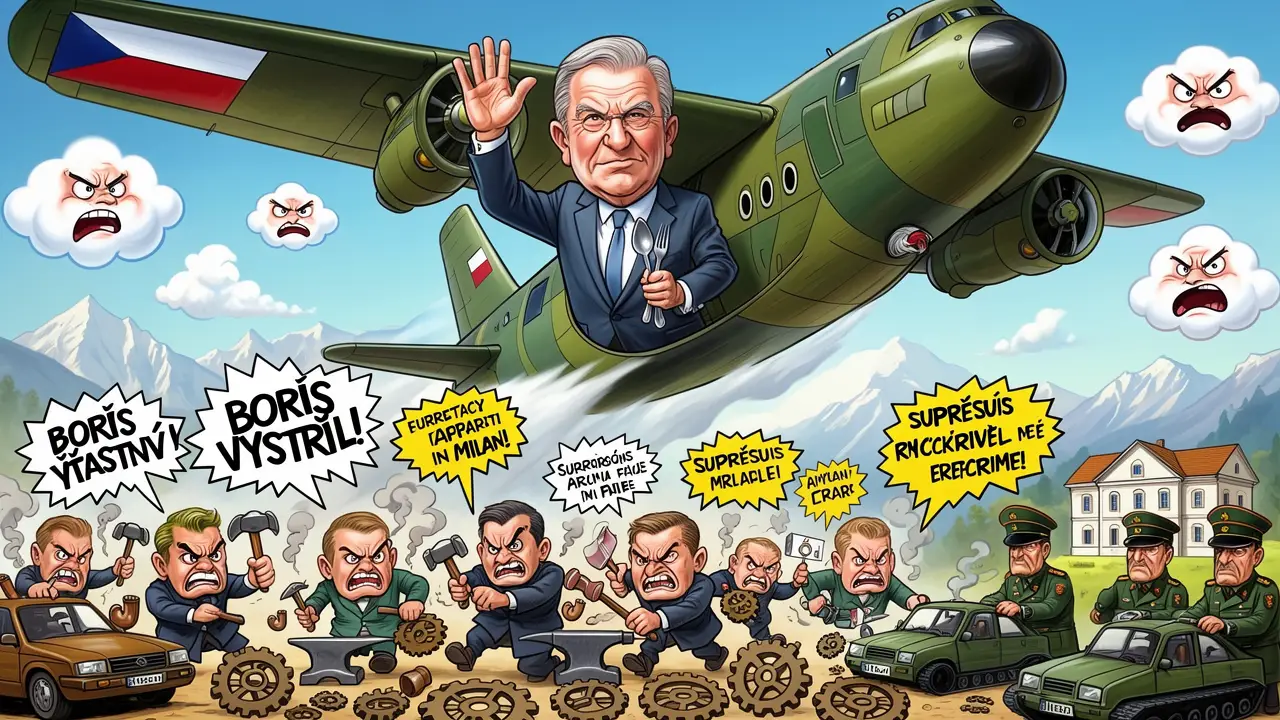 Cover art: Papaláš v oblacích a ministr s dlouhým nosem