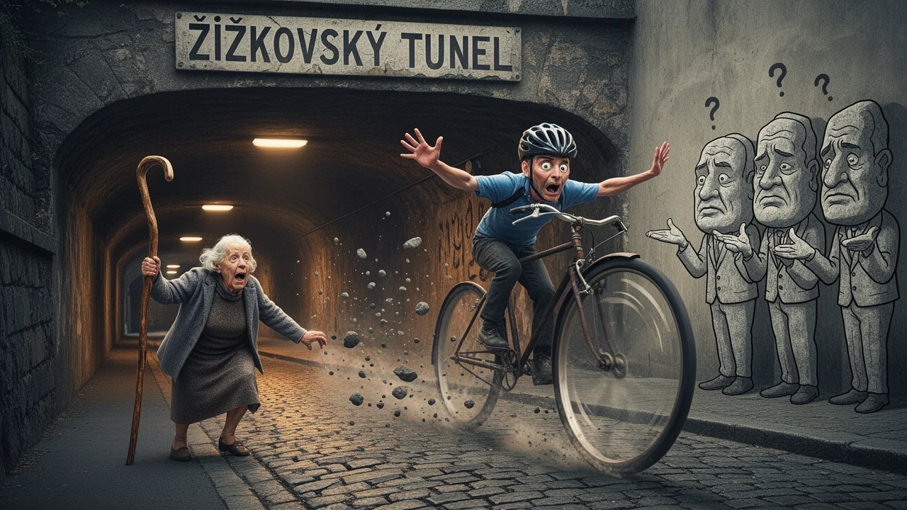 Cover art: Cyklista bez brzd jako král temného tunelu