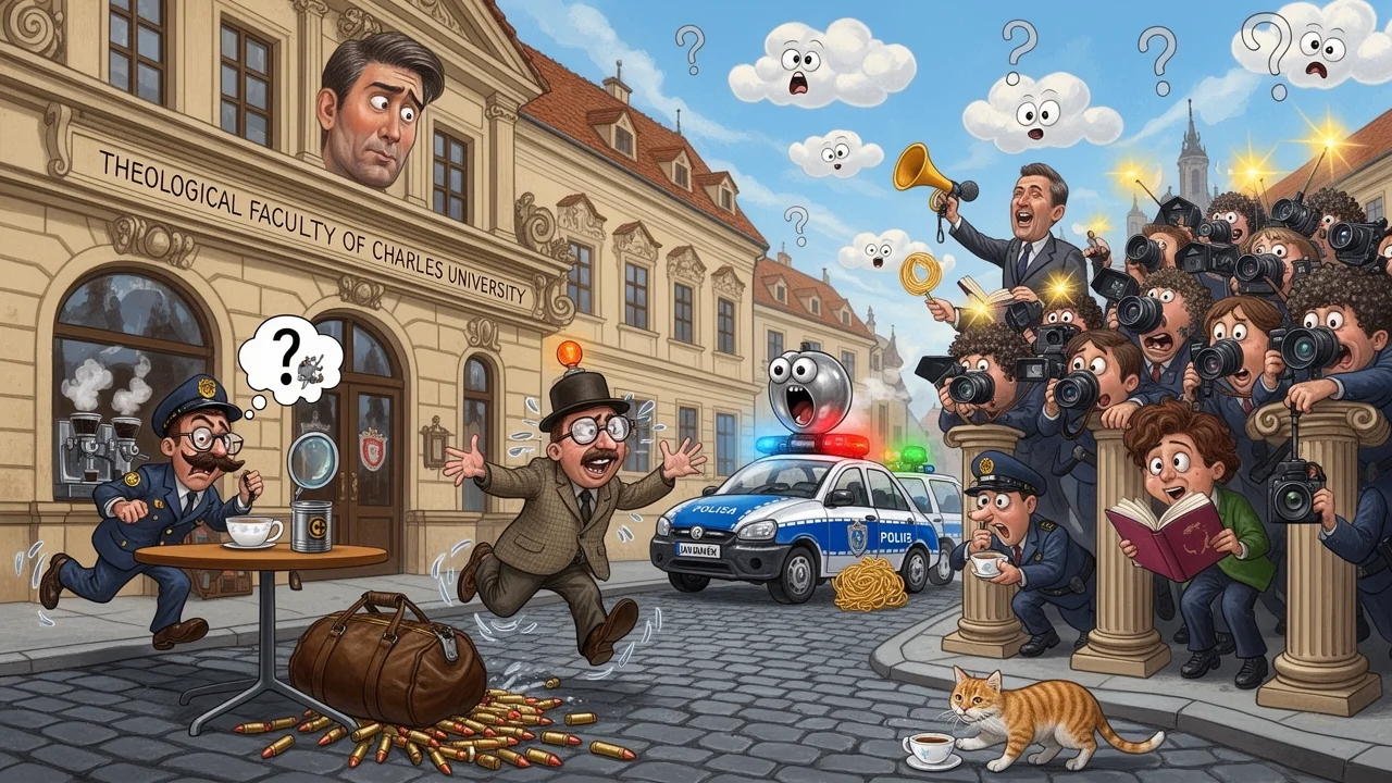 Cover art: Kavárenský zloděj, co odložil náboje u kafe