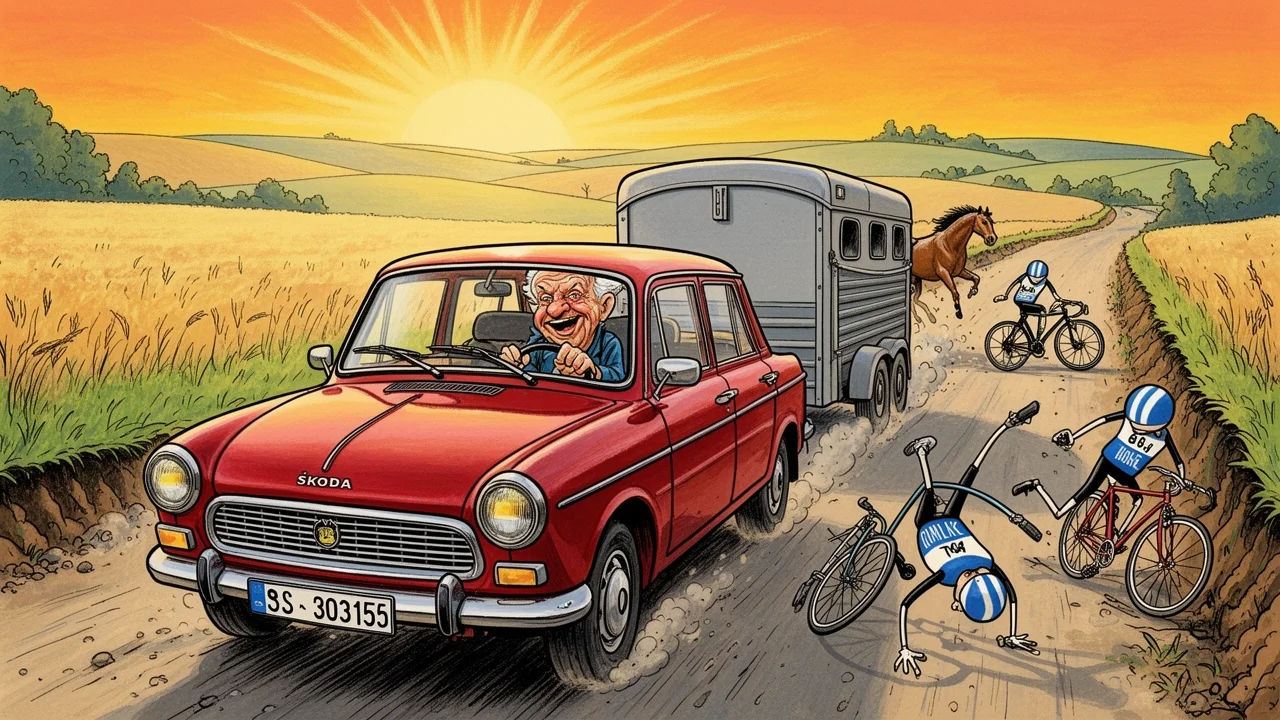 Cover art: Červená škodovka a nedělní závod v šarpě