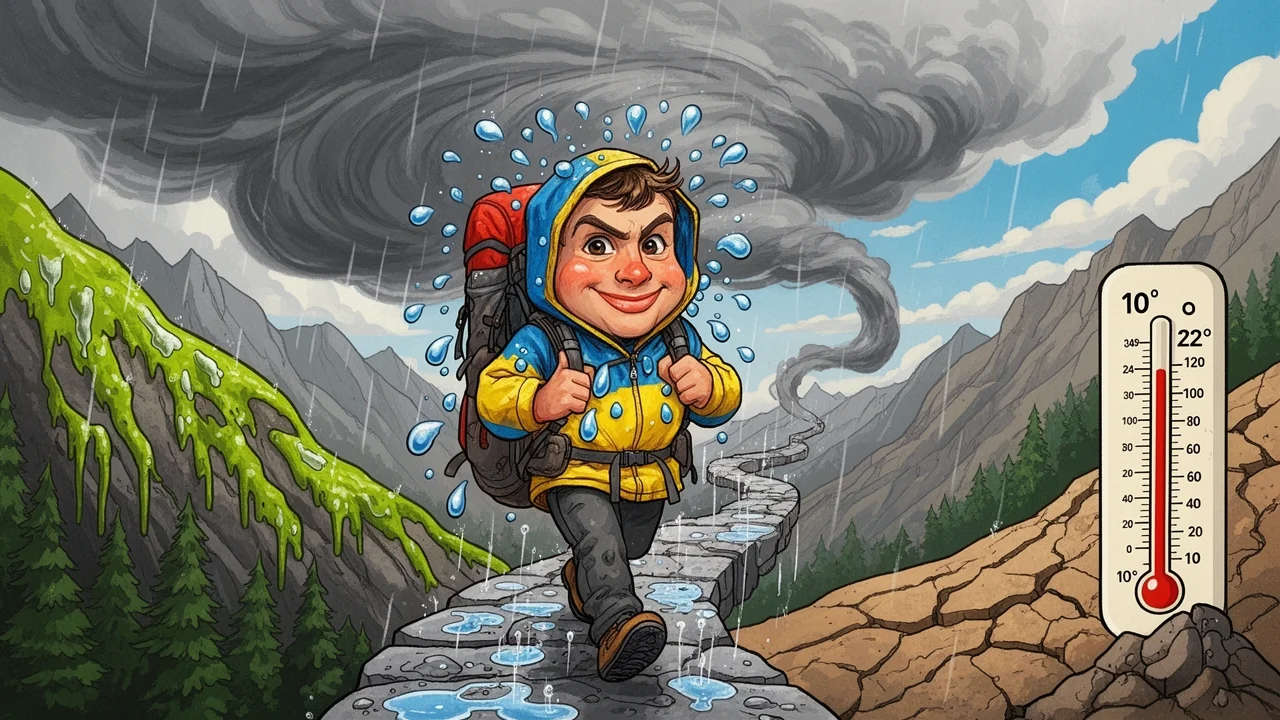 Cover art: Mraky nad hřebenem a strmá trasa