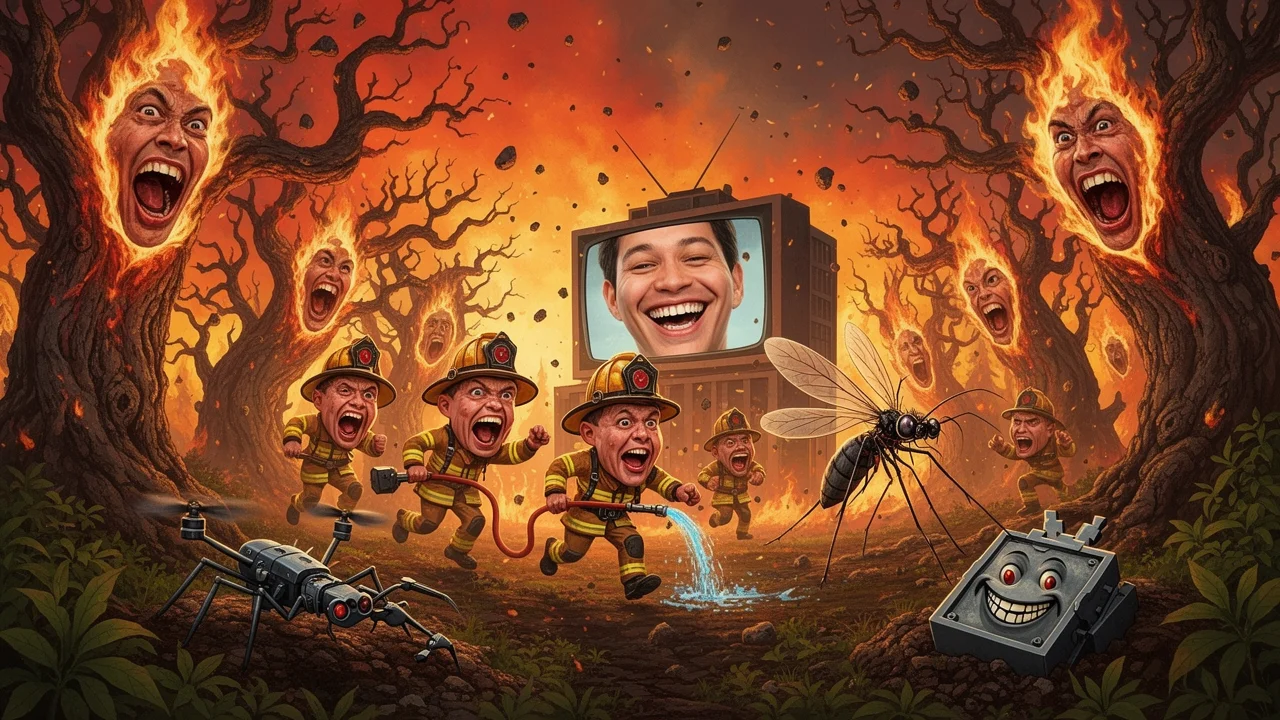 Cover art: Zářící lesy hoří, úřady mluví o klidu