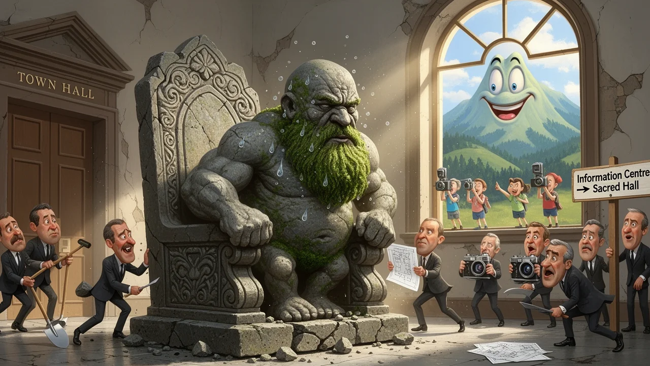 Cover art: Pohanský bůh opouští chodbu radnice pro nový chrám