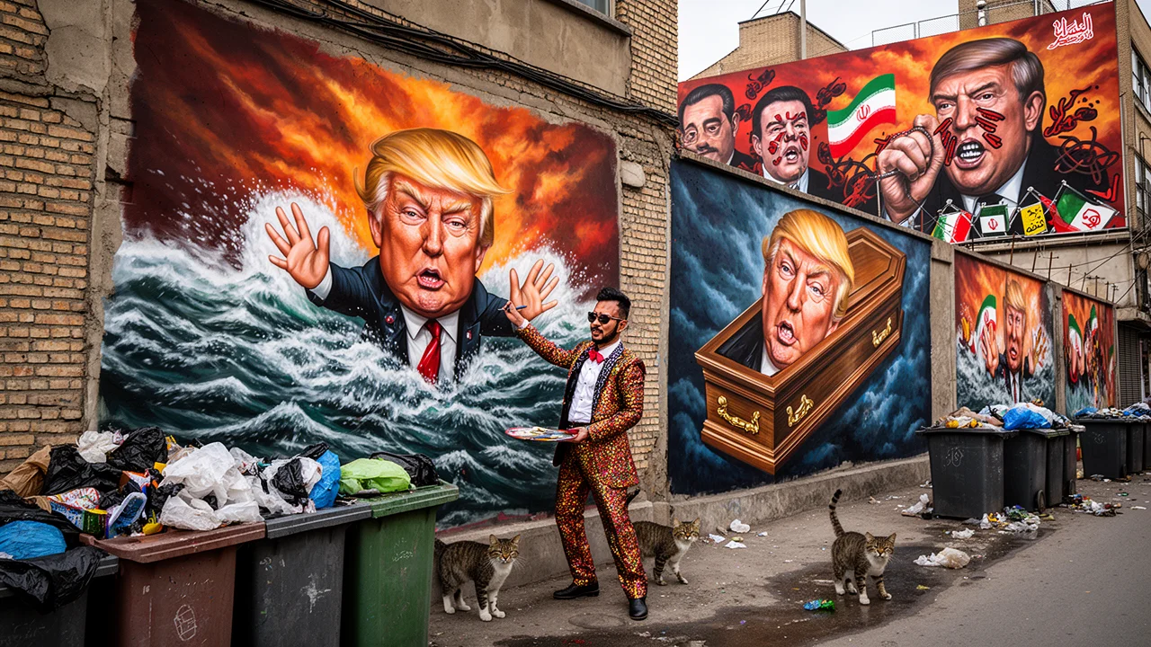 Cover art: Teheránské billboardy posílají Donalda Trumpa do rakve