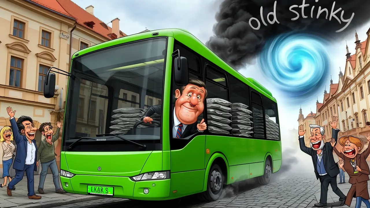Cover art: Stará čabajka na zelených značkách bez lidí