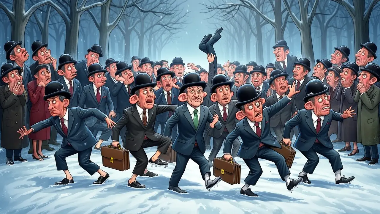 Cover art: Ministr švihlé chůze mrzne v parku