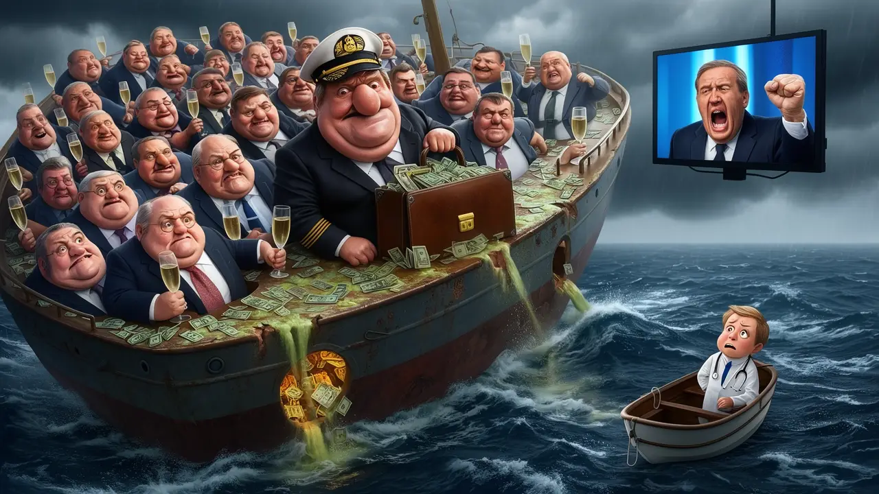 Cover art: Potápějící se loď na účtech nového kapitána