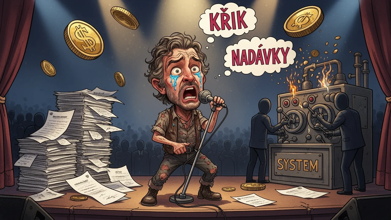 Cover art: Bohatý rocker brečí kvůli sociální dávce