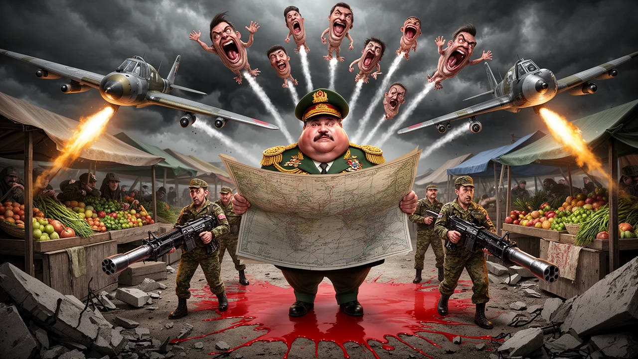 Cover art: Bomby z nebe rozmetaly trh a smetly lidi