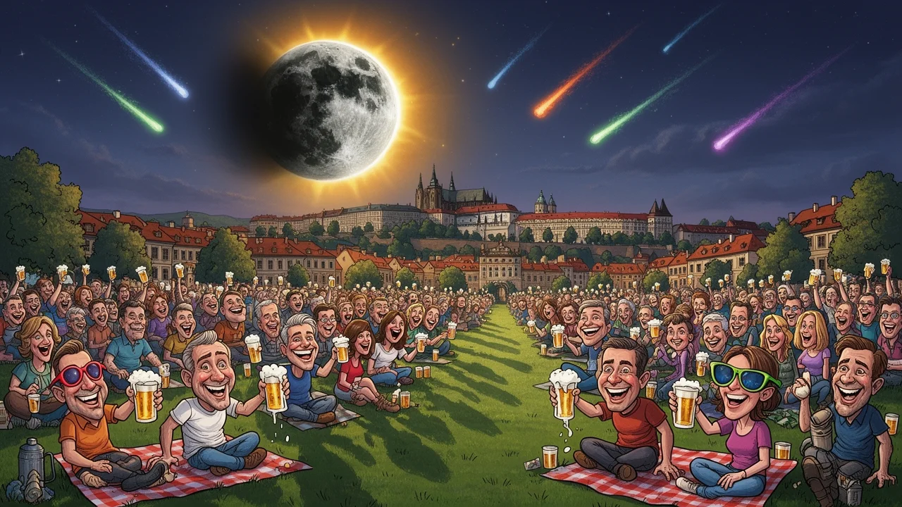 Cover art: Pražané zírají v sadech na zhasnutý Hrad