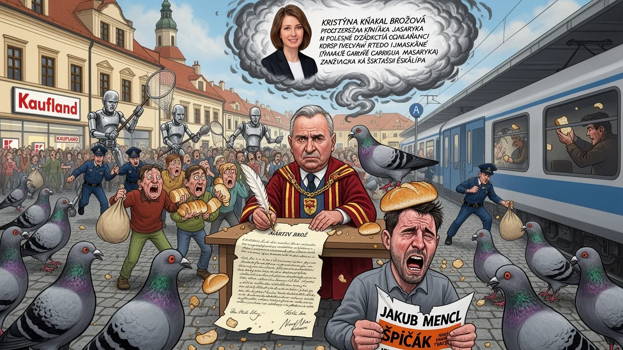 Cover art: Boj o rohlík v ulicích, kde holub ztratil právo