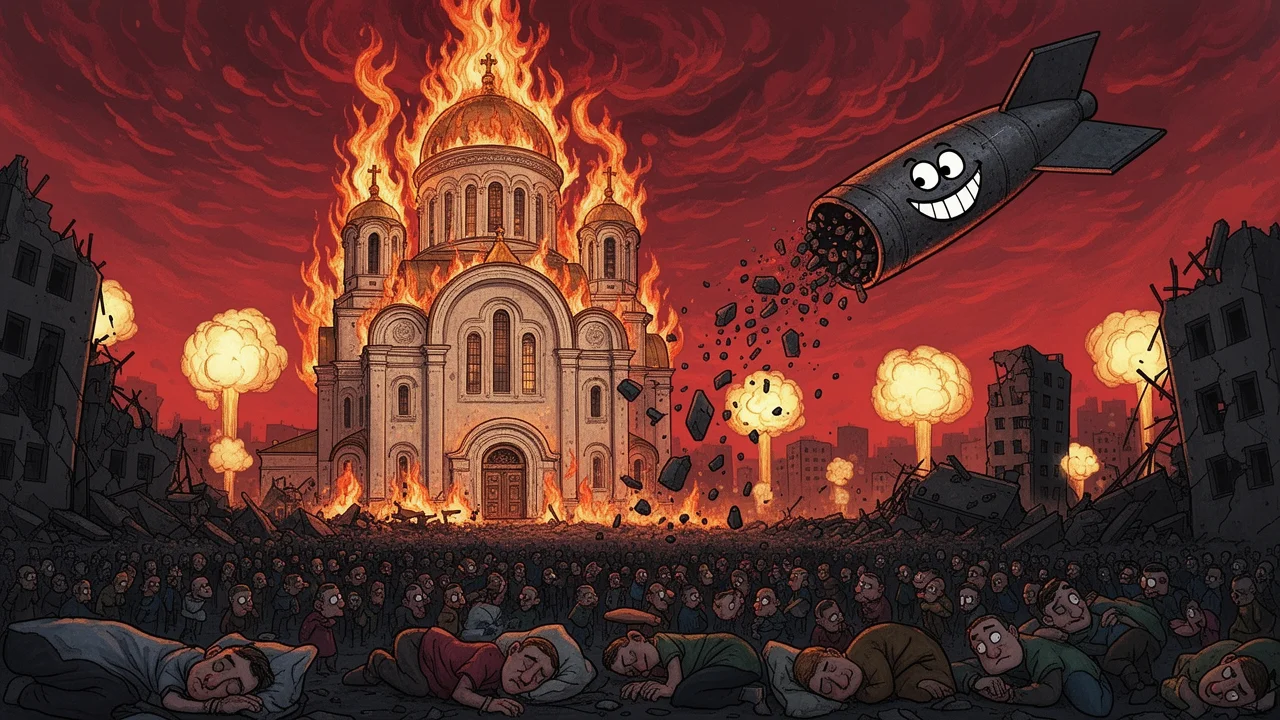 Cover art: Chrám v plamenech a město bez proudů v temnotě noci