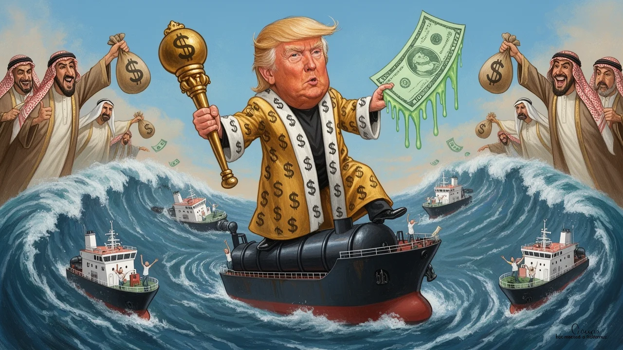 Cover art: Donald Trump a jeho miliardový tanec kolem Perského zálivu
