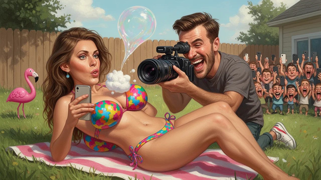 Cover art: Kamera míří přímo do výstřihu na molitany