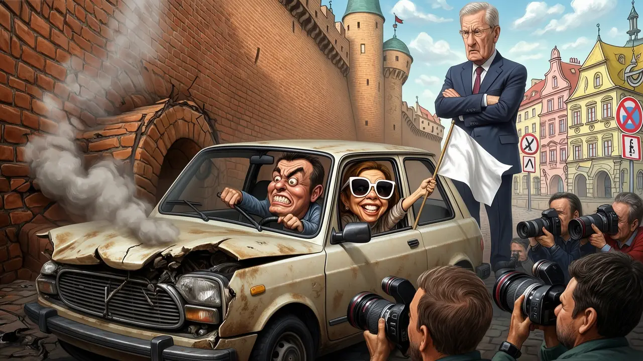 Cover art: Drsní hoši s volantem, co náhle šlápli na brzdu