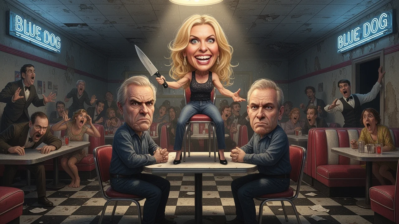 Cover art: Šílená popová ikona, která štěká a mává nožem