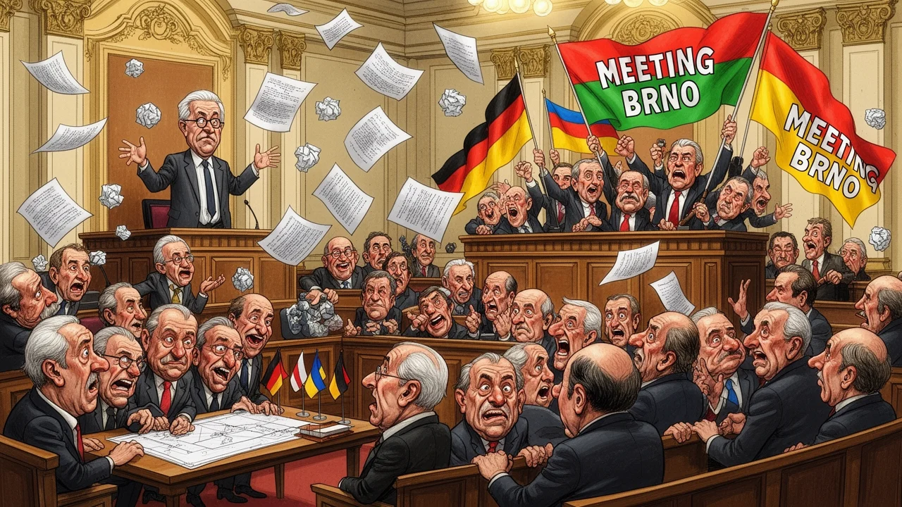 Cover art: Absurdní fraška o brněnském sjezdu a uražené pýše