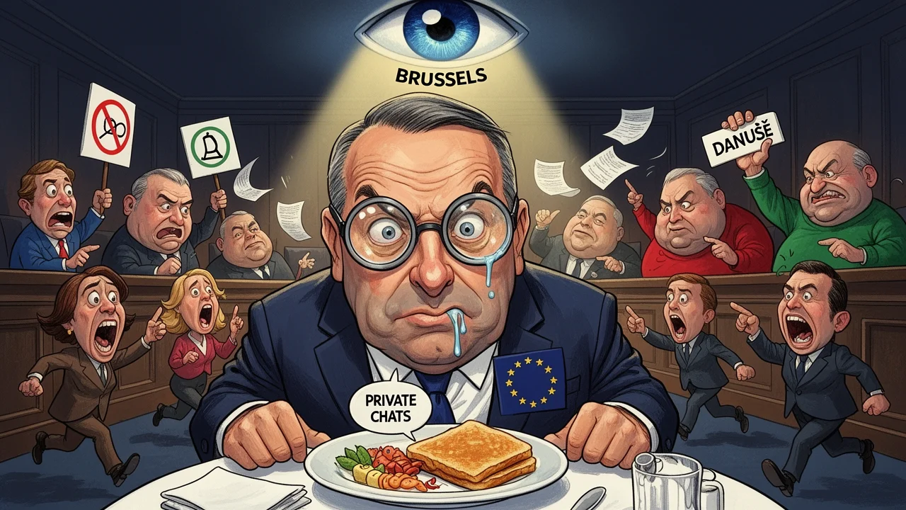 Cover art: Šmírovací tango v Bruselu pro zamčený profil Danuše