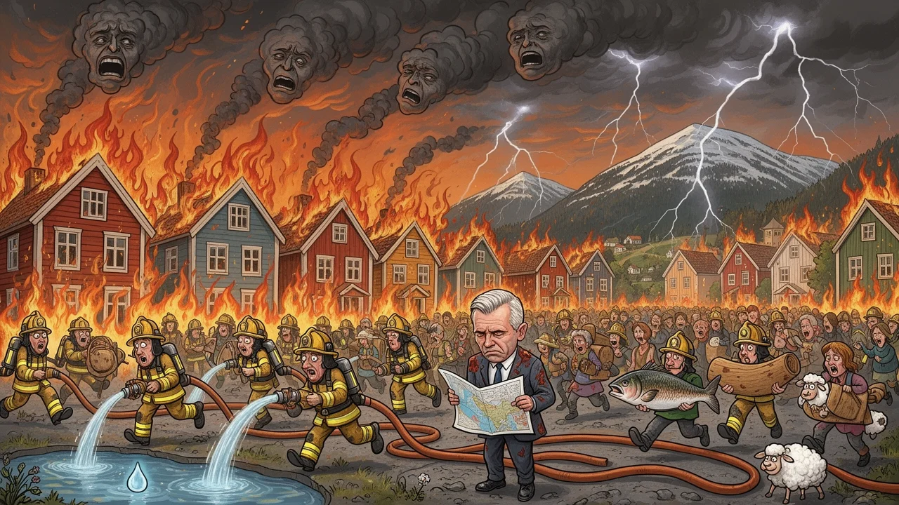 Cover art: Apokalypsa u Drammenu, kde voda došla uprostřed jezer
