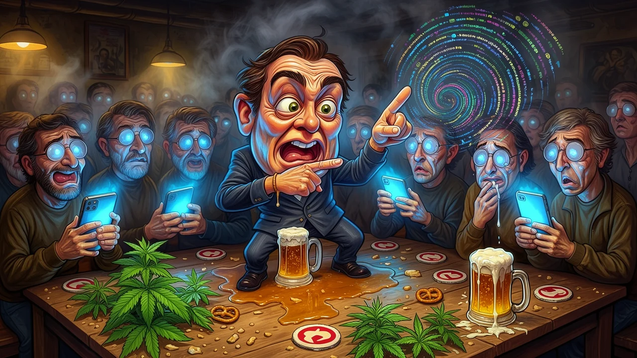 Cover art: Pravý heroin svítí z displeje, zatímco pijeme pivo