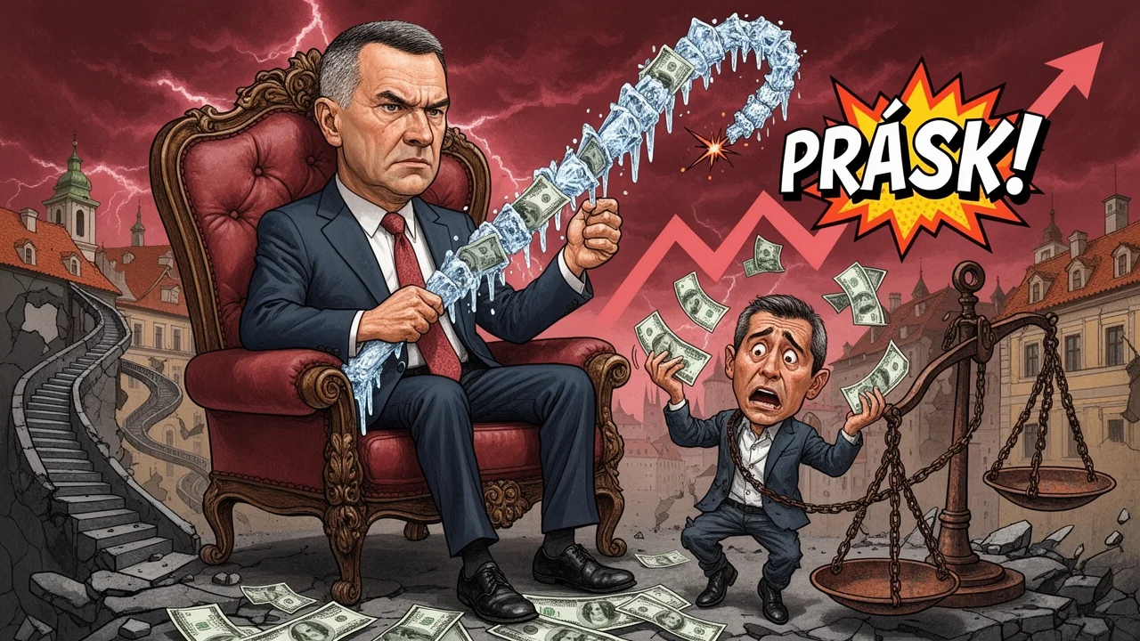 Cover art: Krutý bankéř zdrtí ekonomiku navzdory premiérovi