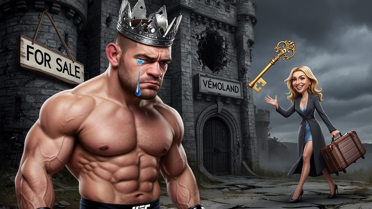 Cover art: Terminátor na kolenou prosí prázdný Vémoland