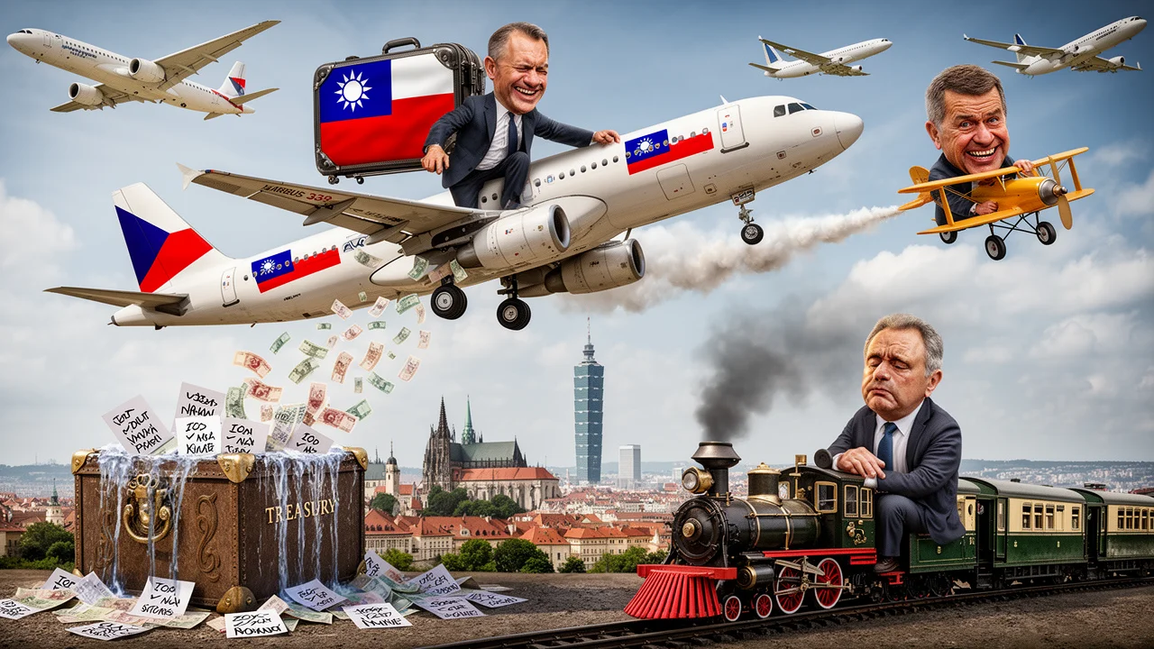 Cover art: Státní letadla v oblacích a letenky za svý