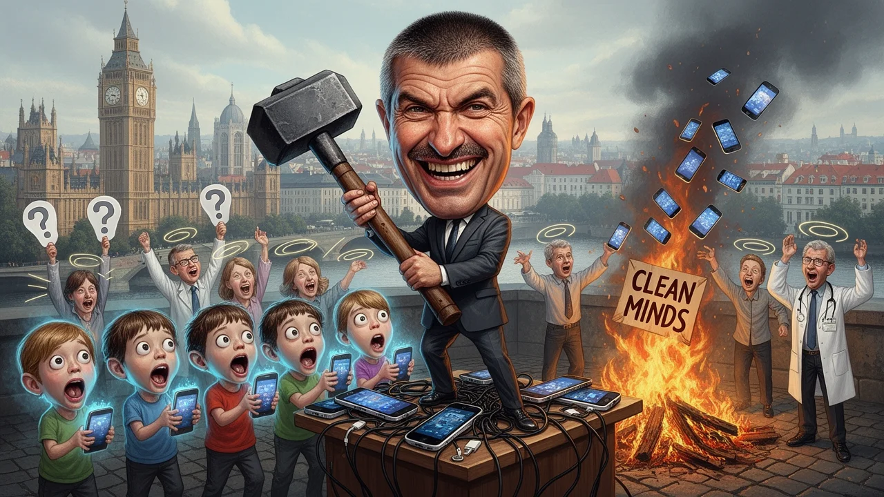 Cover art: Premiér chce spasit děti velkým online banem