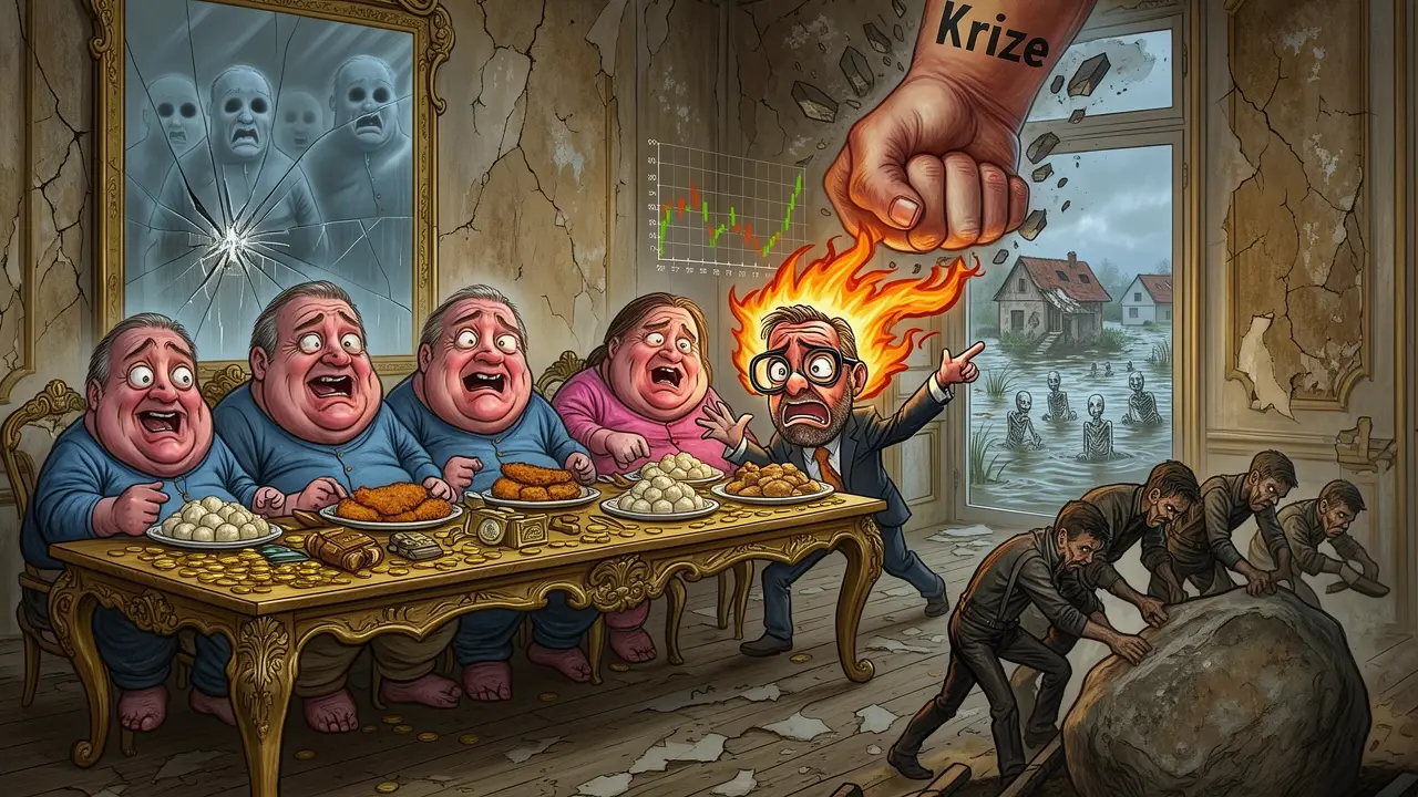 Cover art: Jsme bohatí a naštvaní, zatímco čekáme na náraz do zdi
