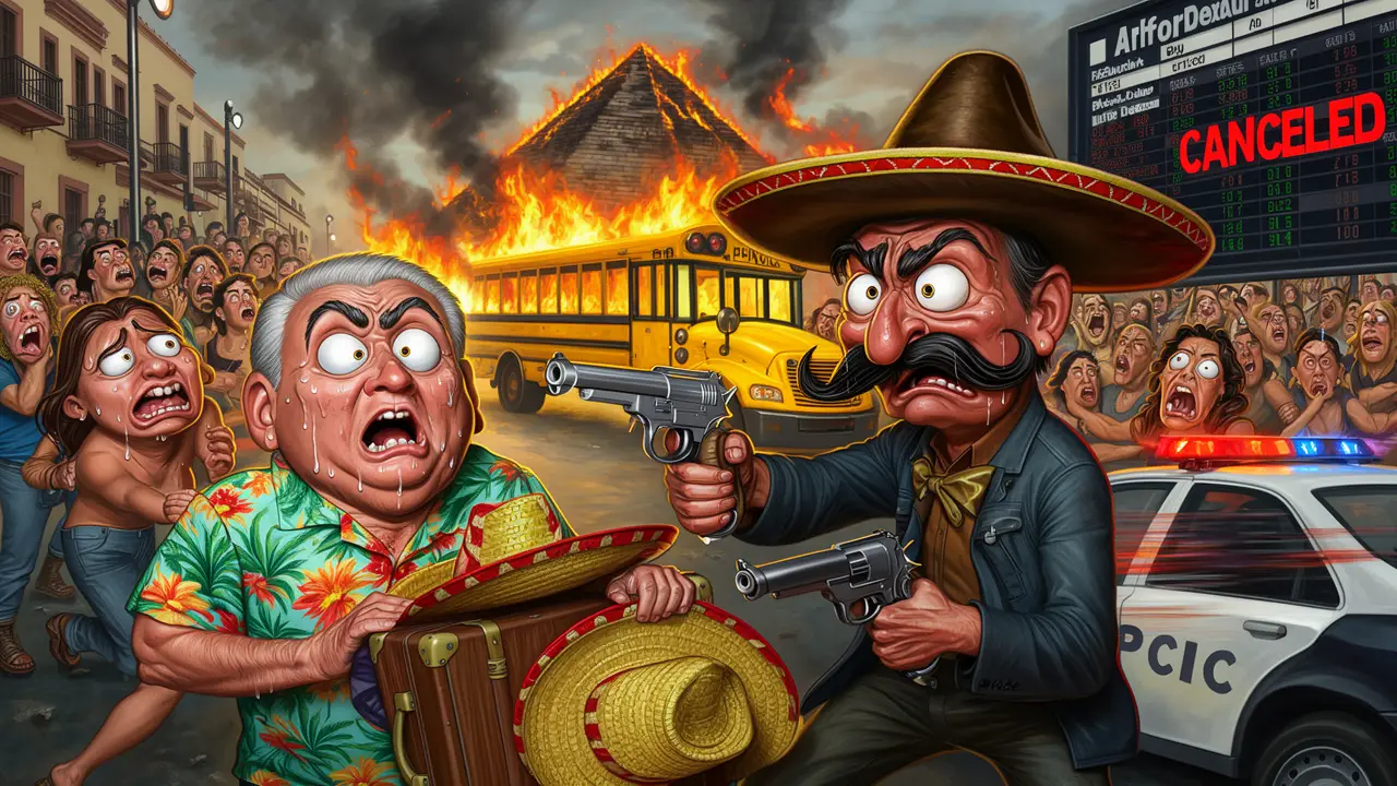Cover art: Dovolená v ráji, kde místo palem hoří autobusy