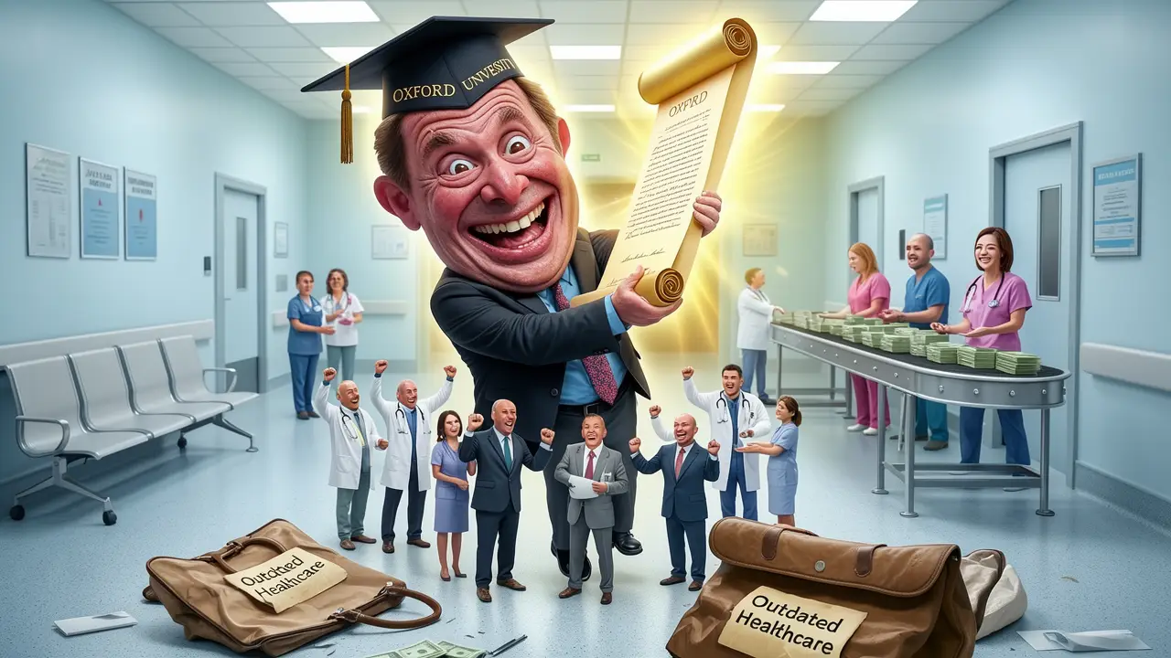 Cover art: Oxford přichází do VZP aneb Jak nám Ivan Duškov zaplatí