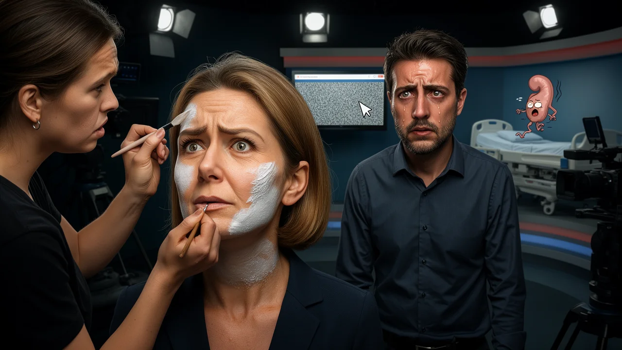 Cover art: Prázdné křeslo v televizi, jizva maskovaná pudrem