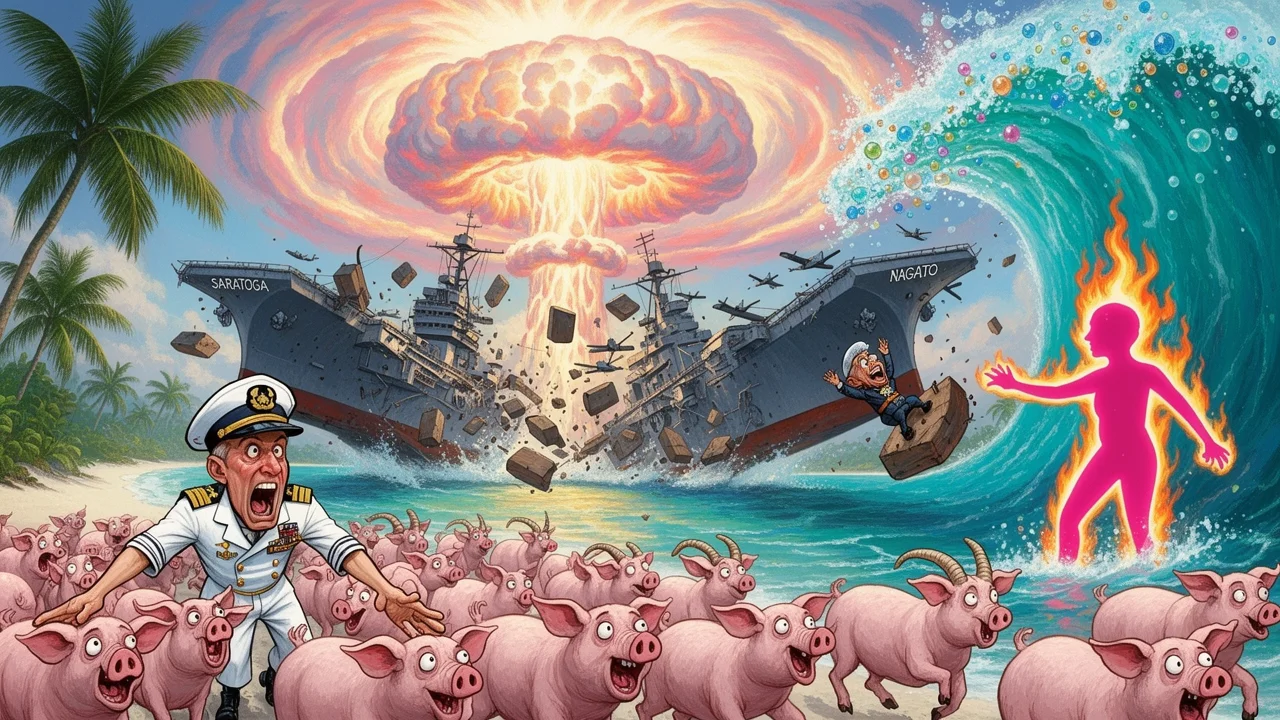 Cover art: Bomba pod hladinou a zničený rajský atol Bikini