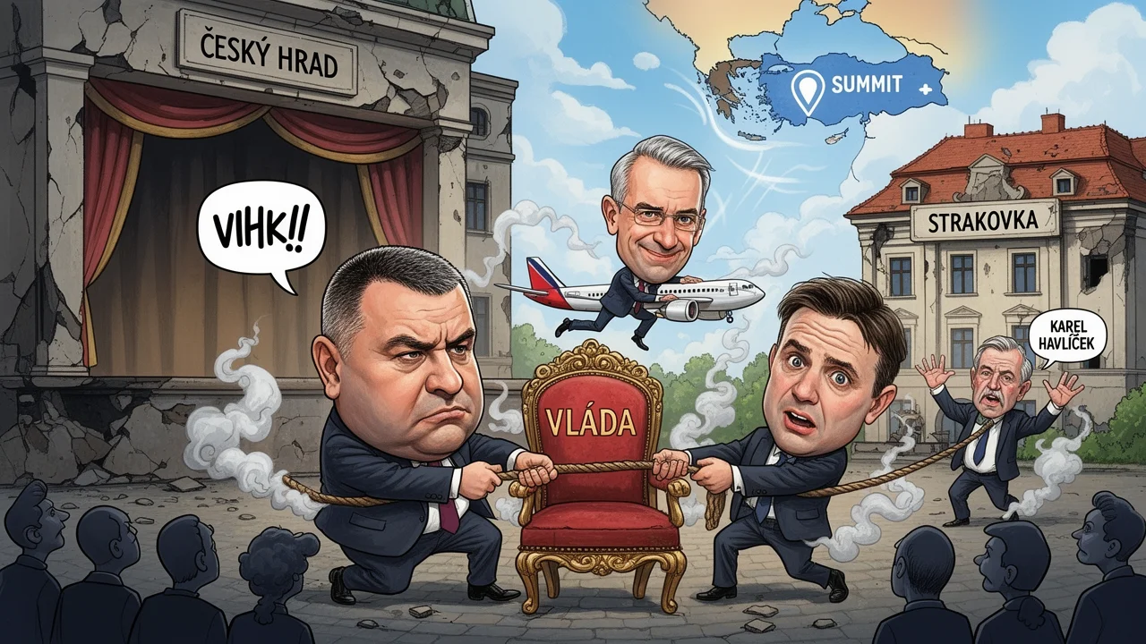 Cover art: Prezident Pavel versus vládní delegace na summit