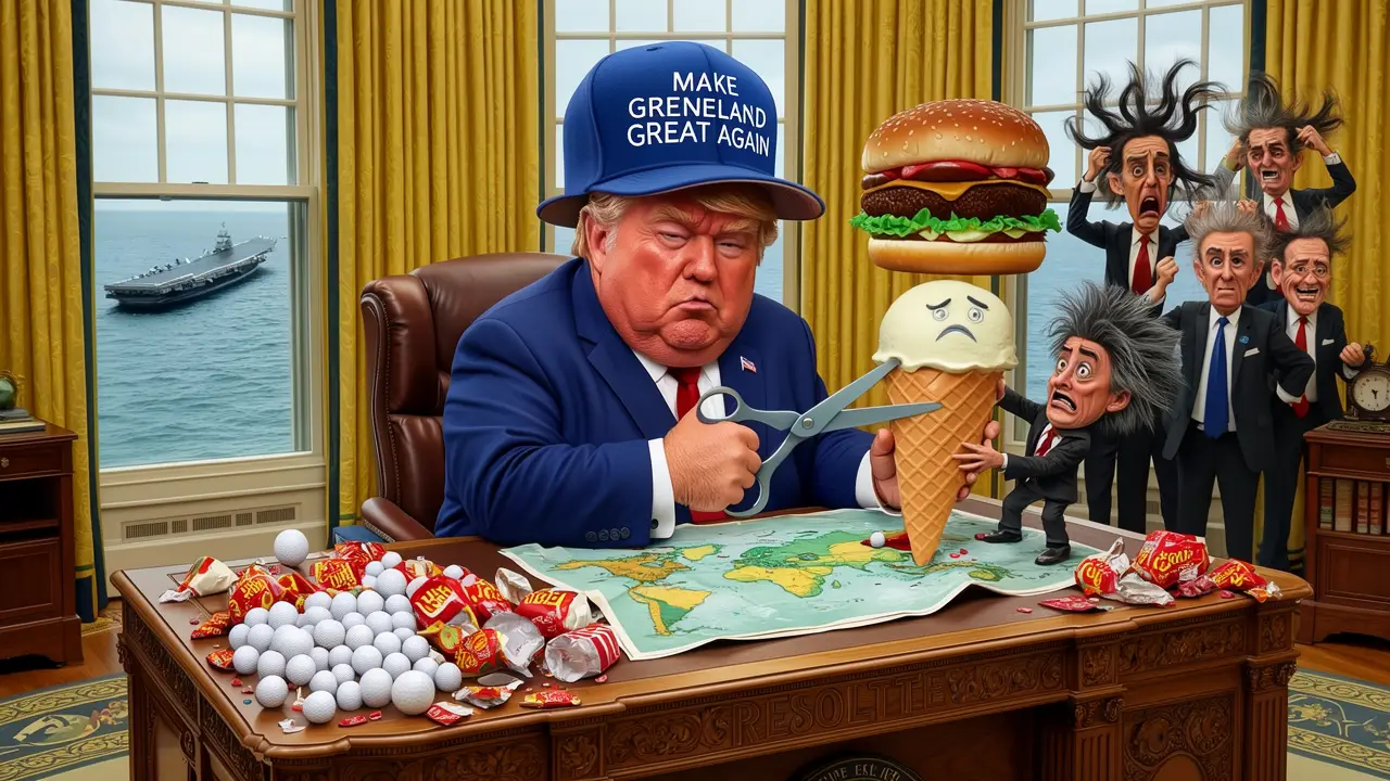 Cover art: Grónsko, nebo život! (Donaldův realitní masakr)