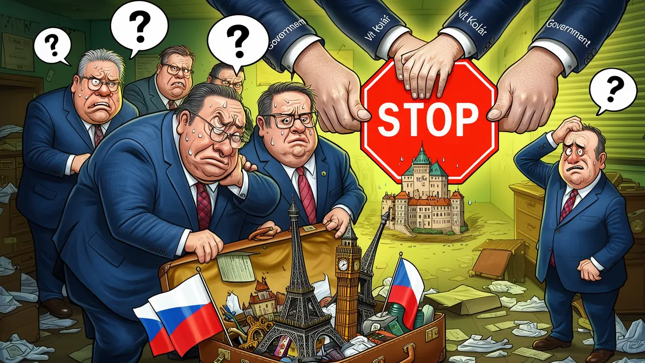 Cover art: Skandál v Černínském paláci, kde kufry zůstaly u dveří