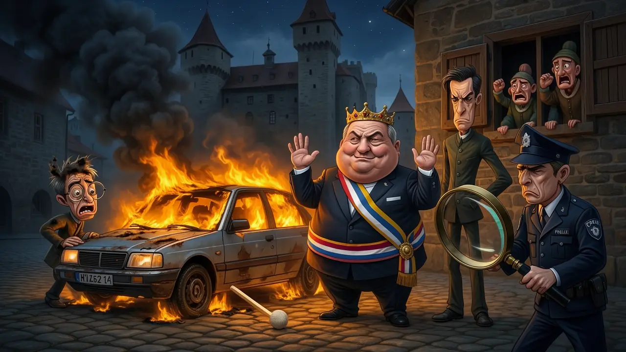 Cover art: Hořící auto kritika, které ukazuje pravou tvář města