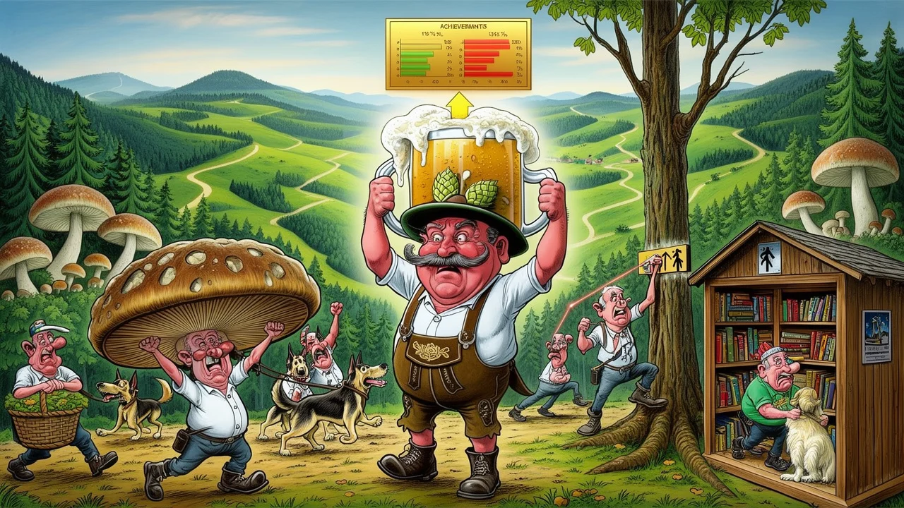 Cover art: Světoví mistři v pití, houbách a značení tras