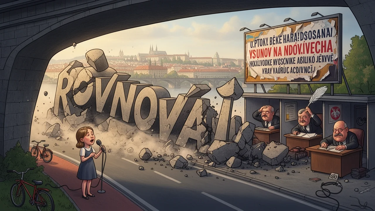 Cover art: Padla betónová Rovnováha, magistrát k ní stavěl billboardy