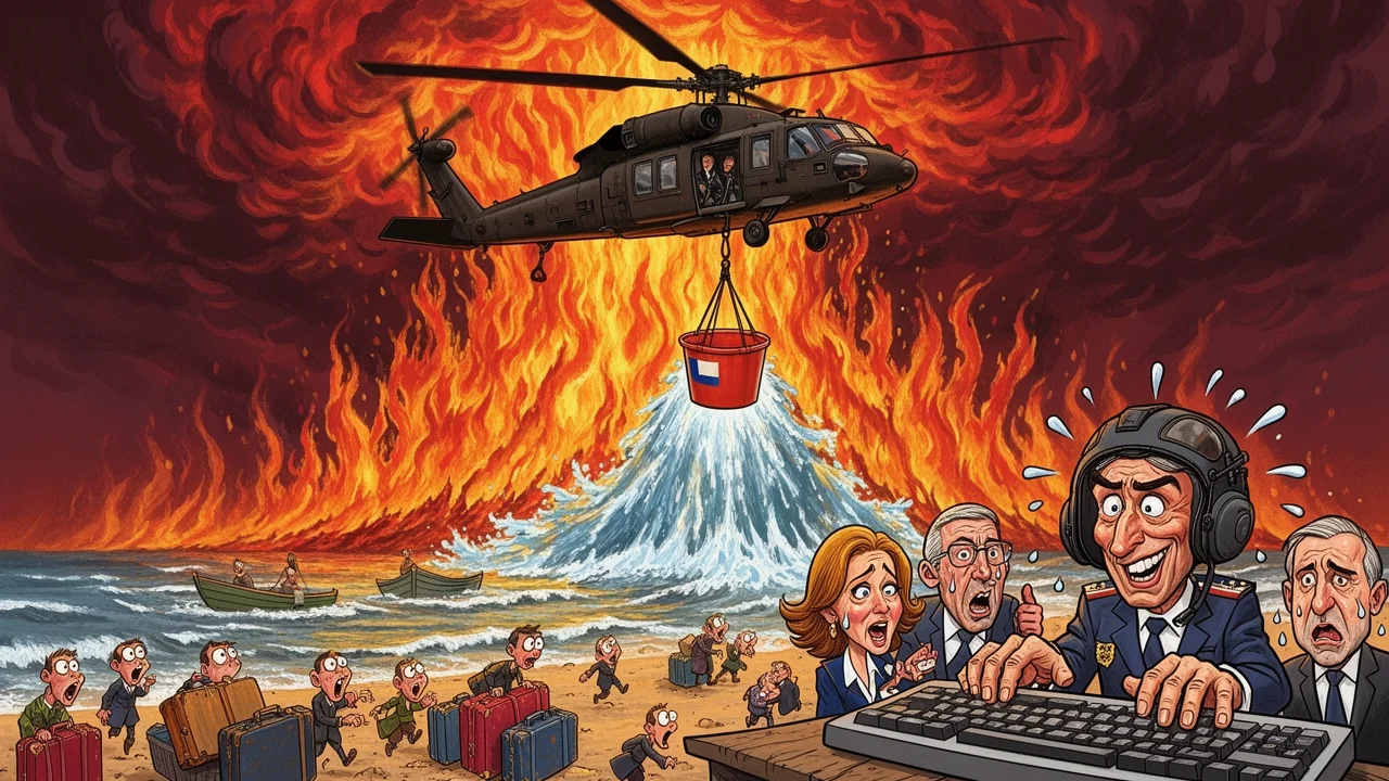 Cover art: Až nad Francií hoří nebe, český vrtulník vodu veze